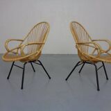 Set of Dutch Mid-Century Bamboo Chairs by Rohé Noordwolde, 1950s