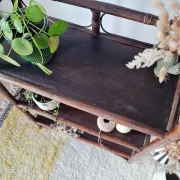 Etagère, bibliothèque en rotin ancienne