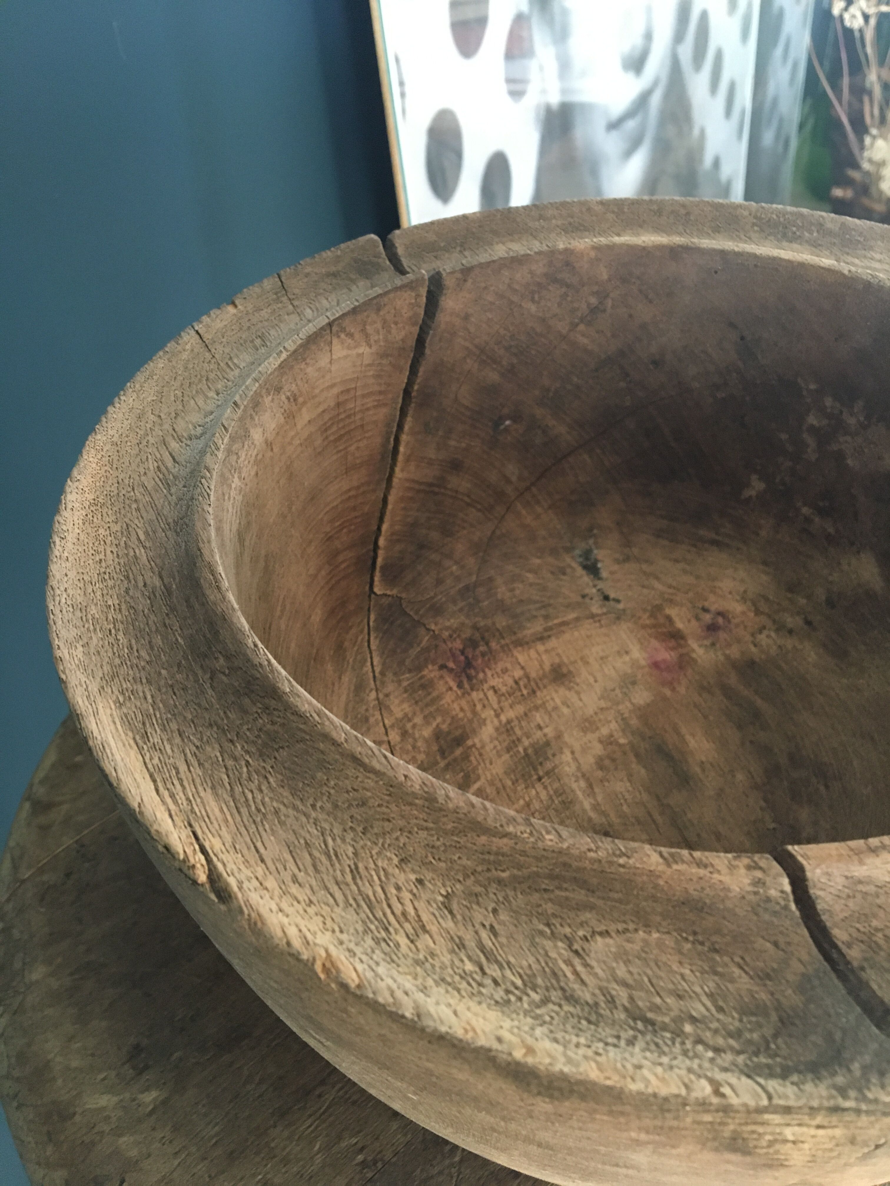 Raw wooden salad bowl