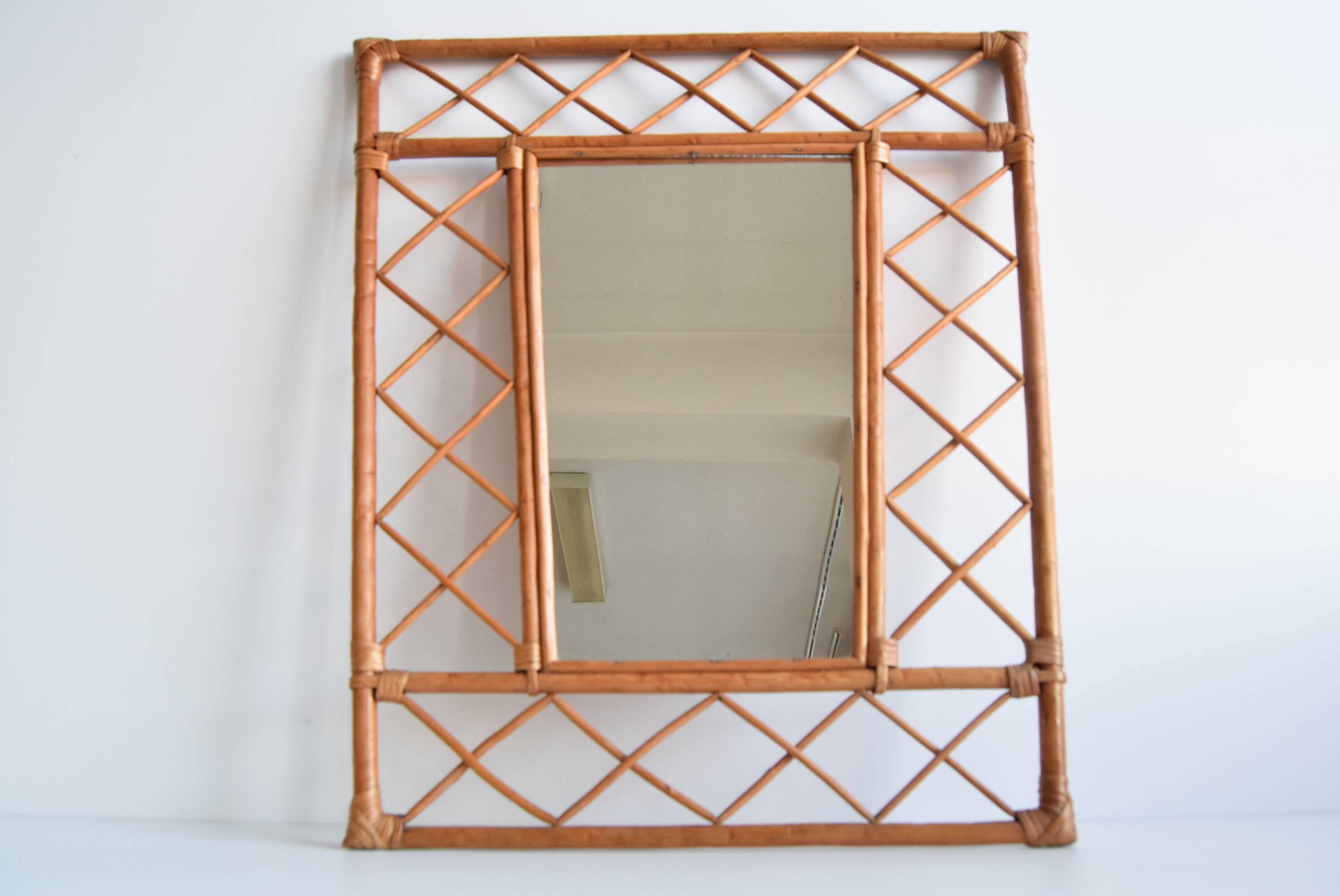 1970s Mid century Rattan wall mirror