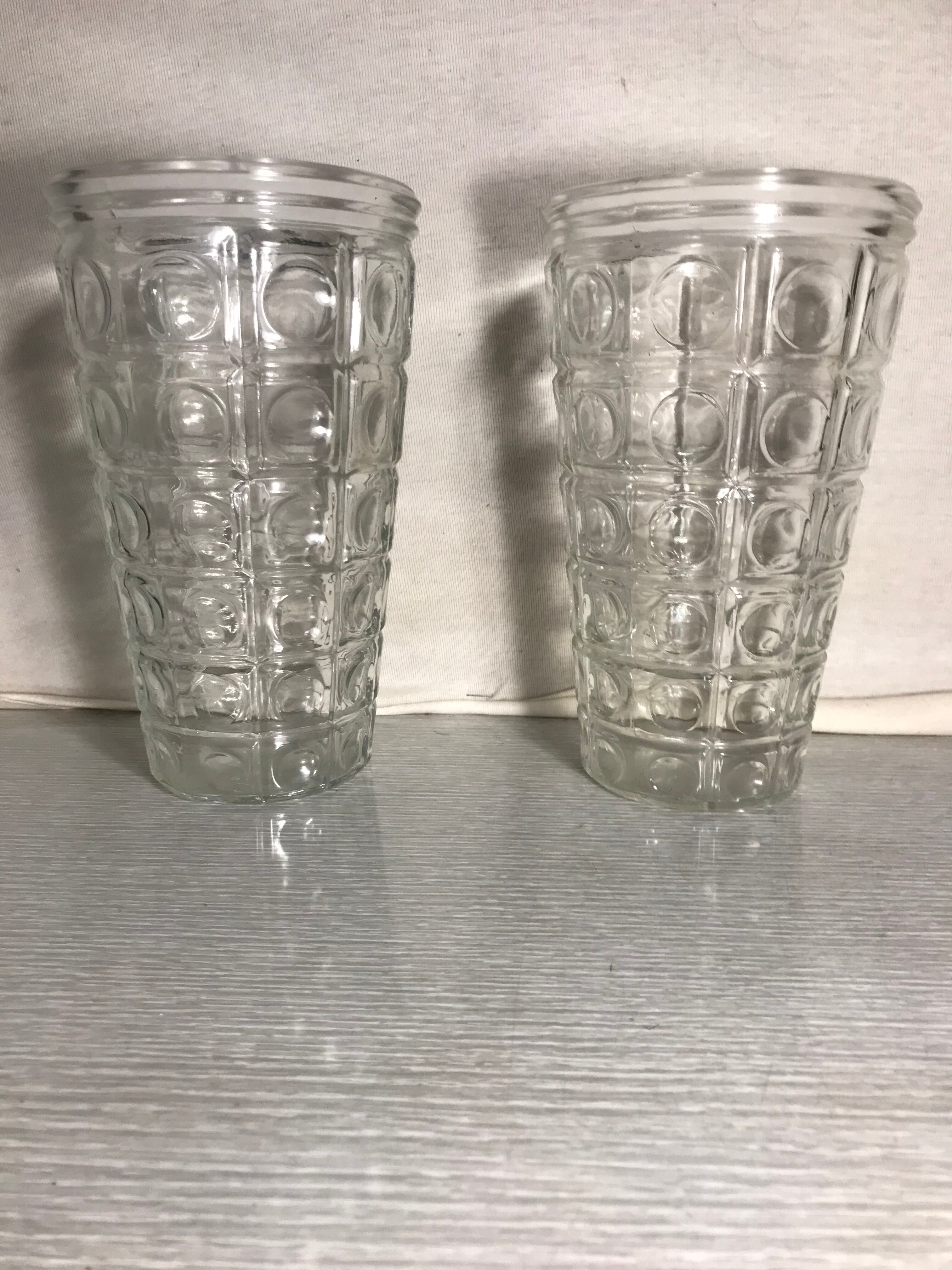 Pair De Vase Old Style ART DECO in Glass Moulded Made In France Vintage