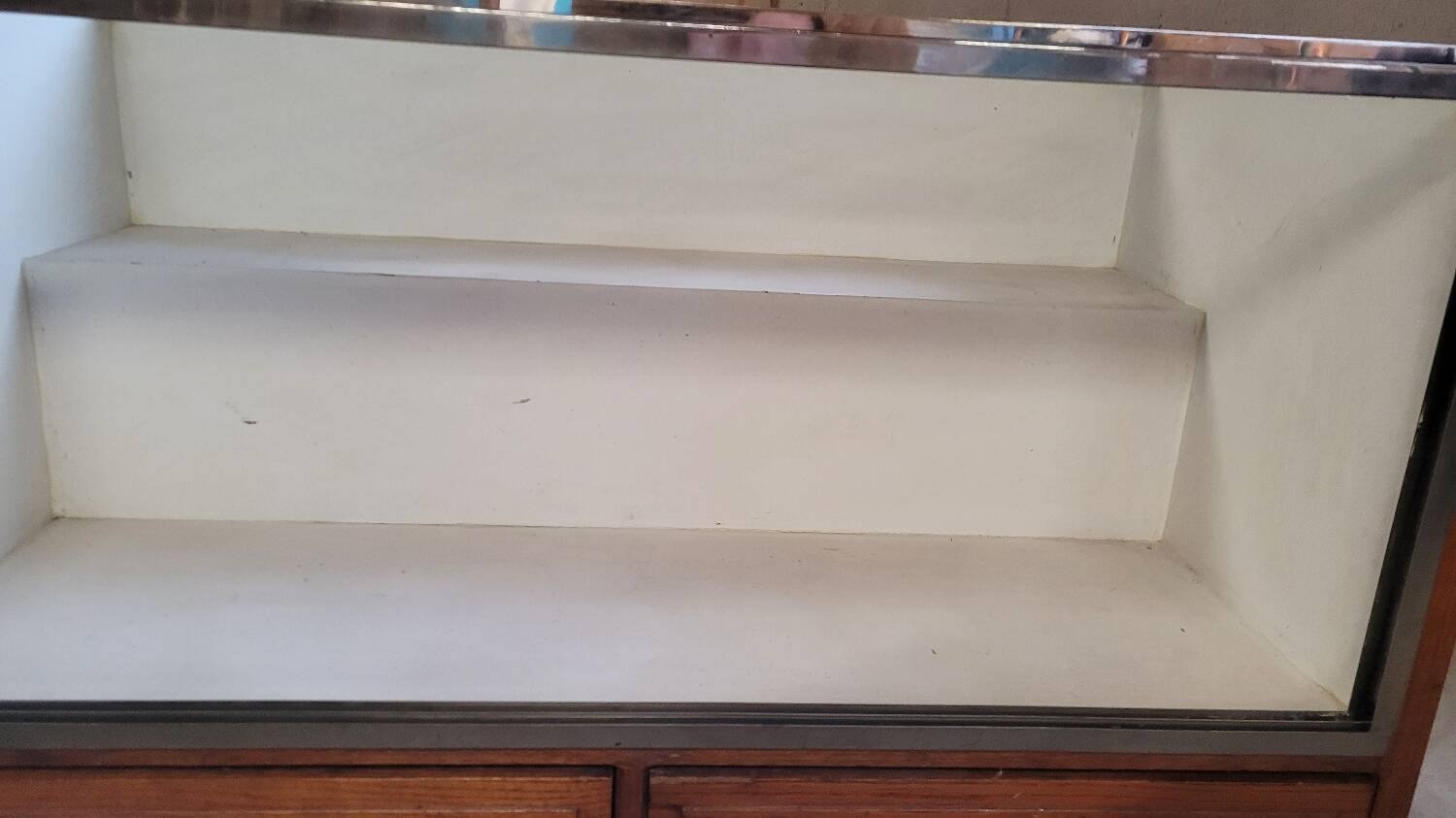 Shop counter display cabinet with old drawers, 1900s