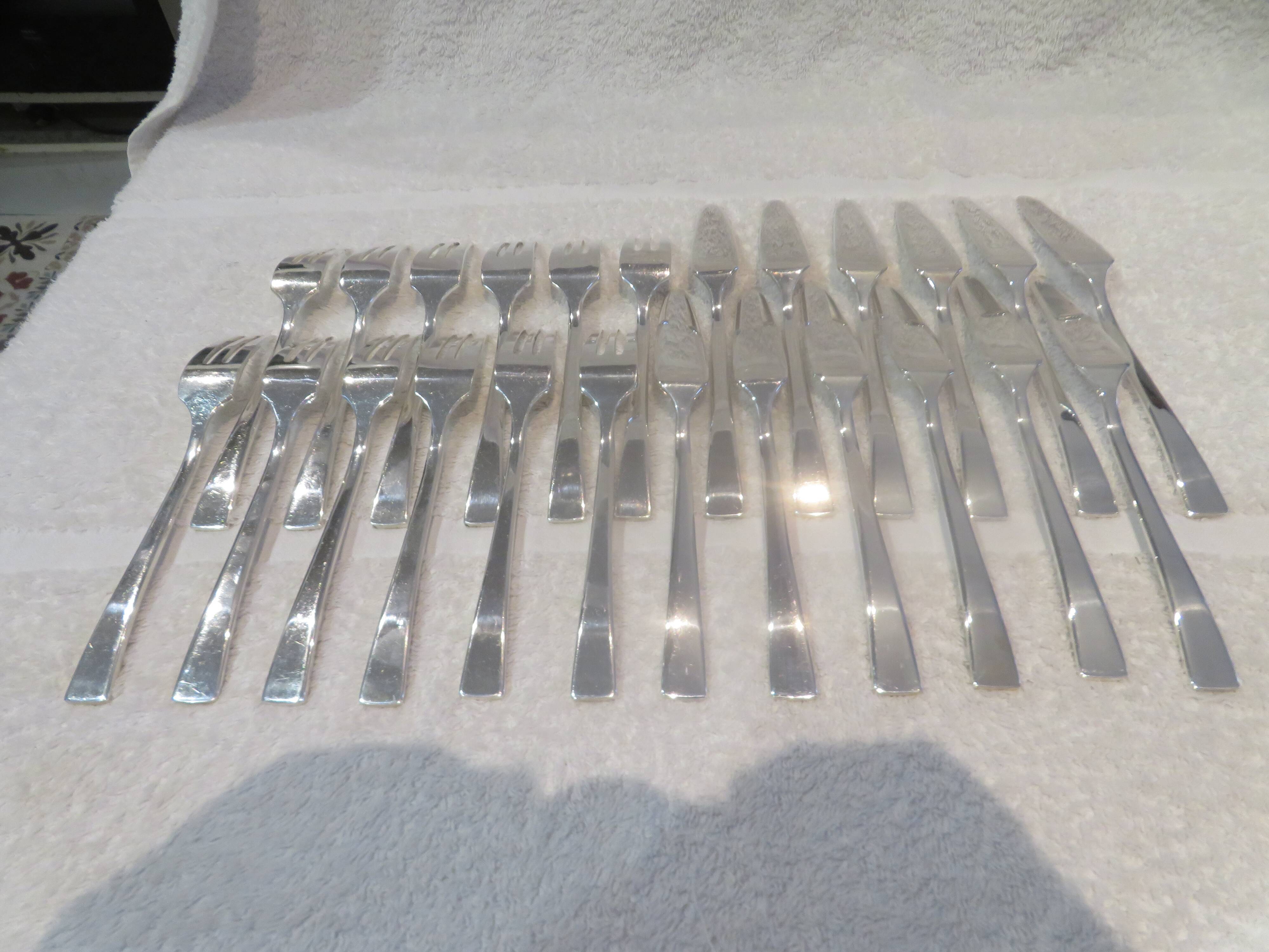 6 fish cutlery sets 12p silver plated metal goldsmith Christofle Concorde