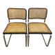 Pair of Marcel Breuer B32 Cesca chairs made in Italy.