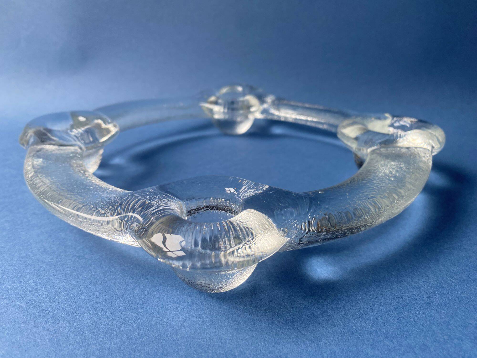 Pukeberg Scandinavian vintage glass candle holder from the 70s - large model