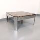 Vintage square coffee table in marble and chrome metal from the 70s