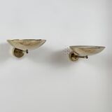 Pair of adjustable vintage wall lights, patinated brass, France, 1970.