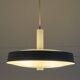 Grande suspension Mid Century métal laqué verre opalin gravé 1960