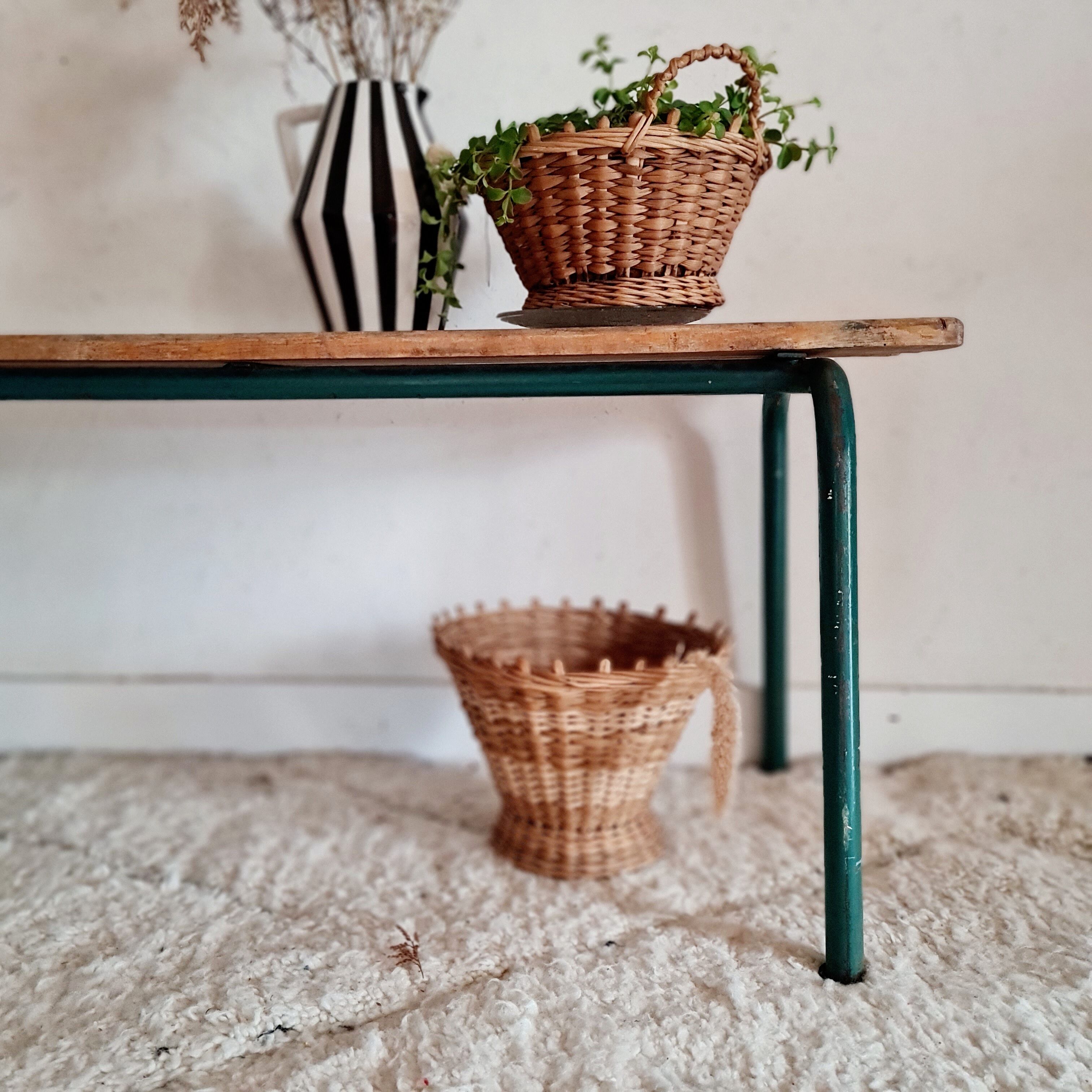 Wooden and metal school bench