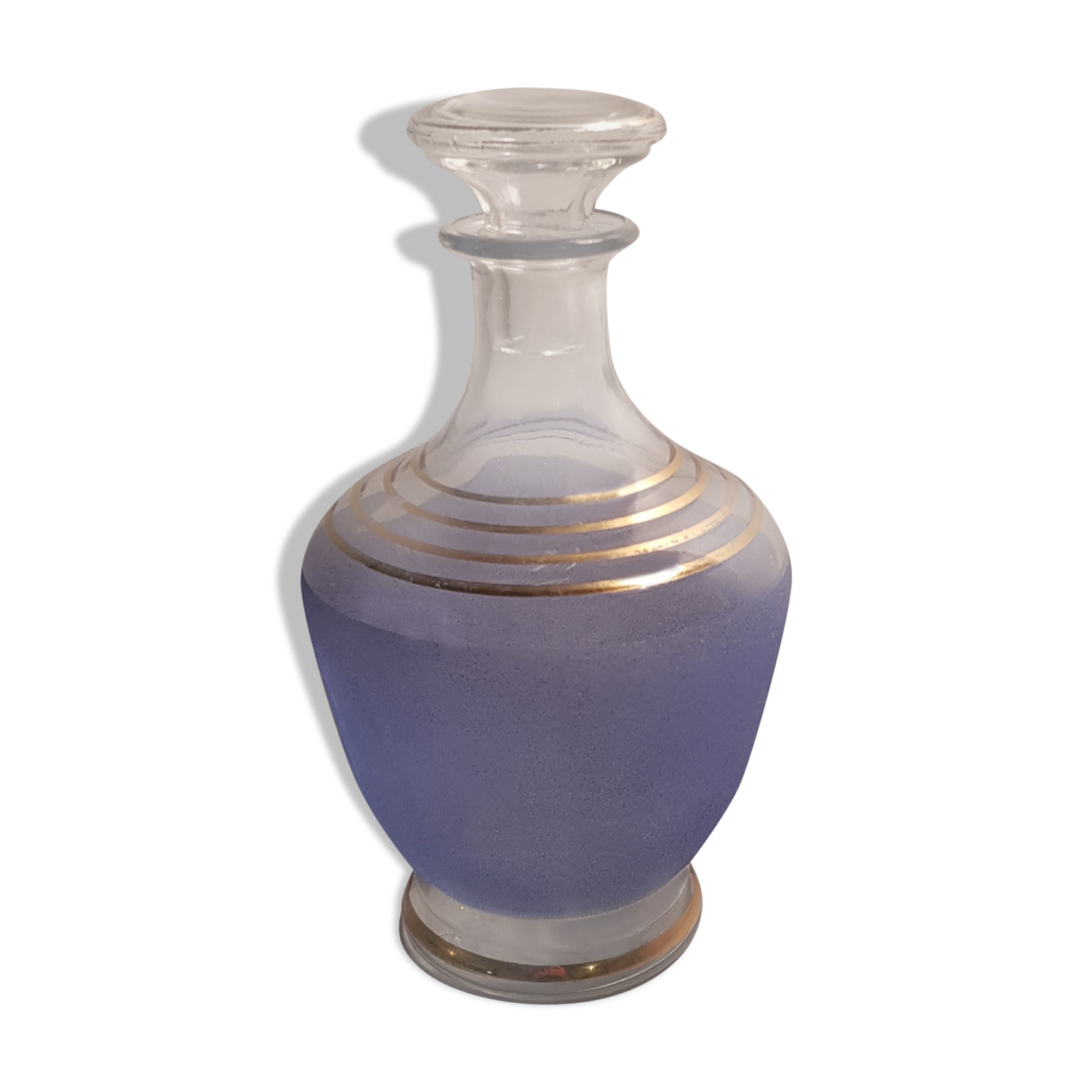 Art-Deco blue granita and gold carafe