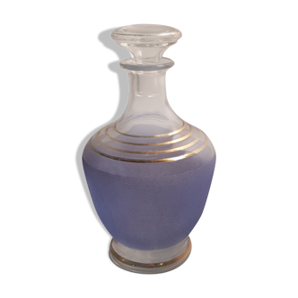 Carafe Art-déco bleu granité et or
