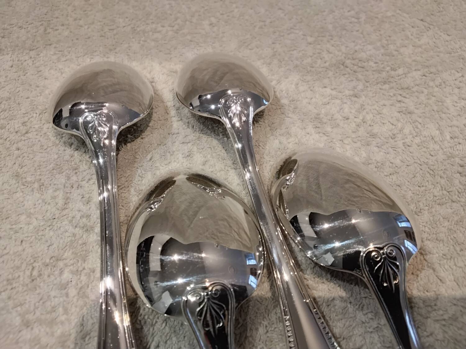 4 silver-plated metal soup spoons by Christofle Malmaison