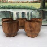 Five olive wood egg cups