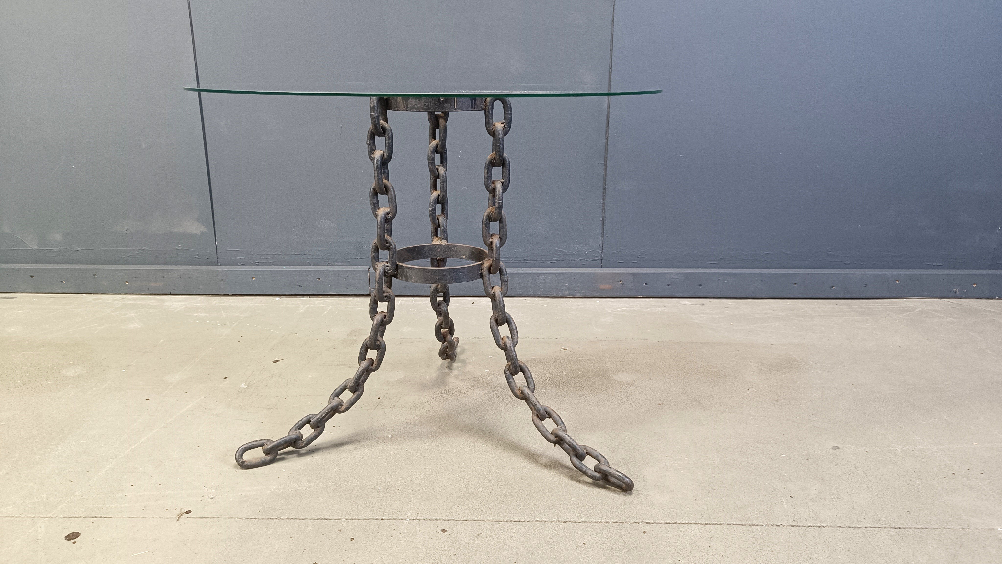 Brutalist chain link coffee table or side table, 1970s