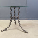 Brutalist chain link coffee table or side table, 1970s