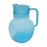 pichet à orangeade en verre bleu turquoise