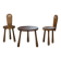 Ensemble de 2 chaises et une table brutaliste pour enfant 1960’s