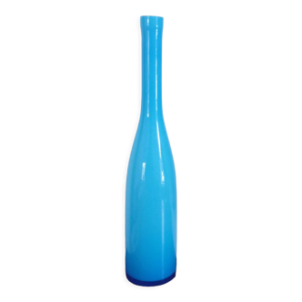 Vase en forme de bouteille style minimaliste bleue en verre vintage
