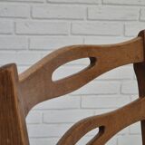 1970s, set of 4 Danish dining chairs in oak wood, green furniture wool.