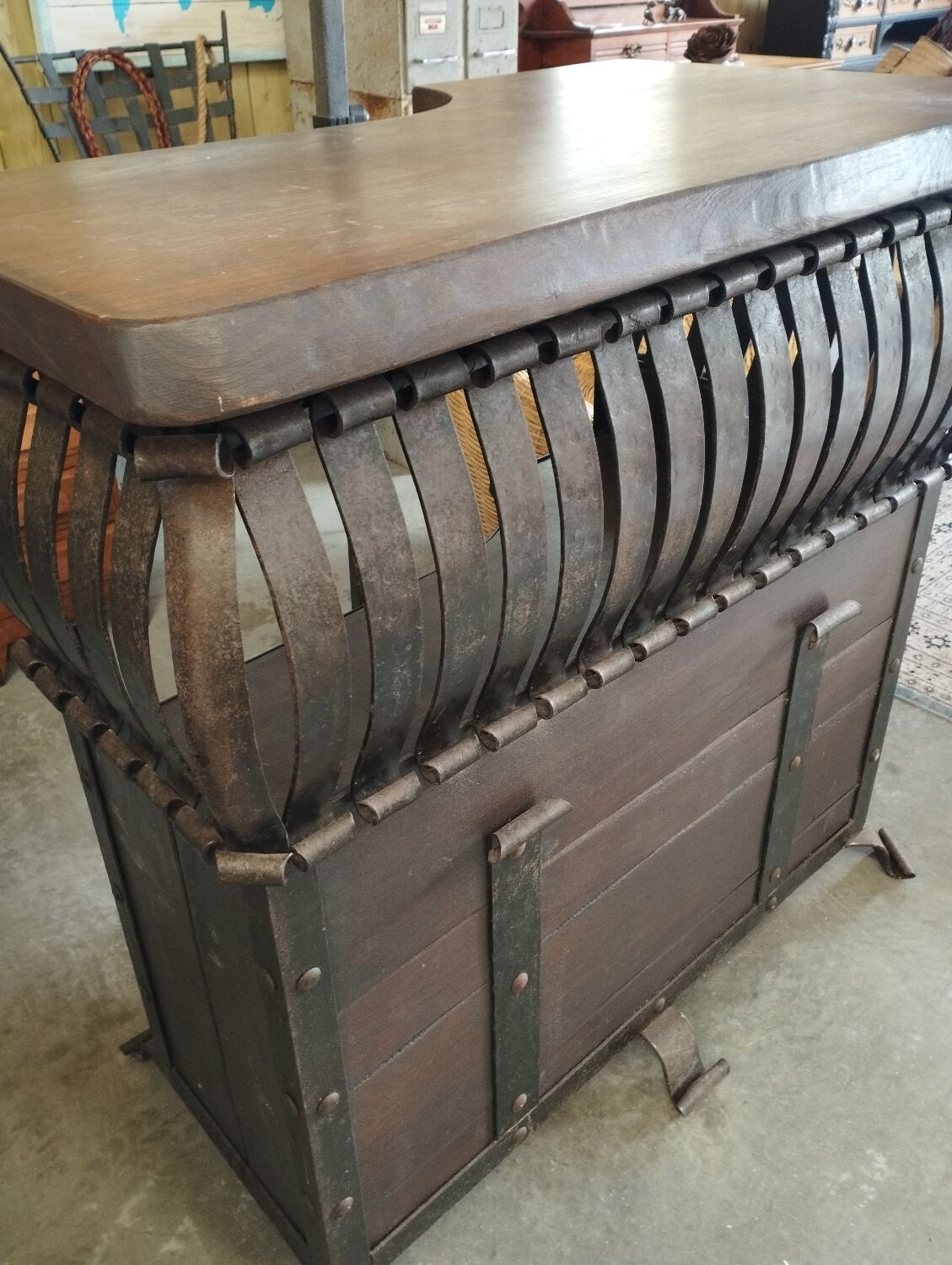 Wood and steel bar counter