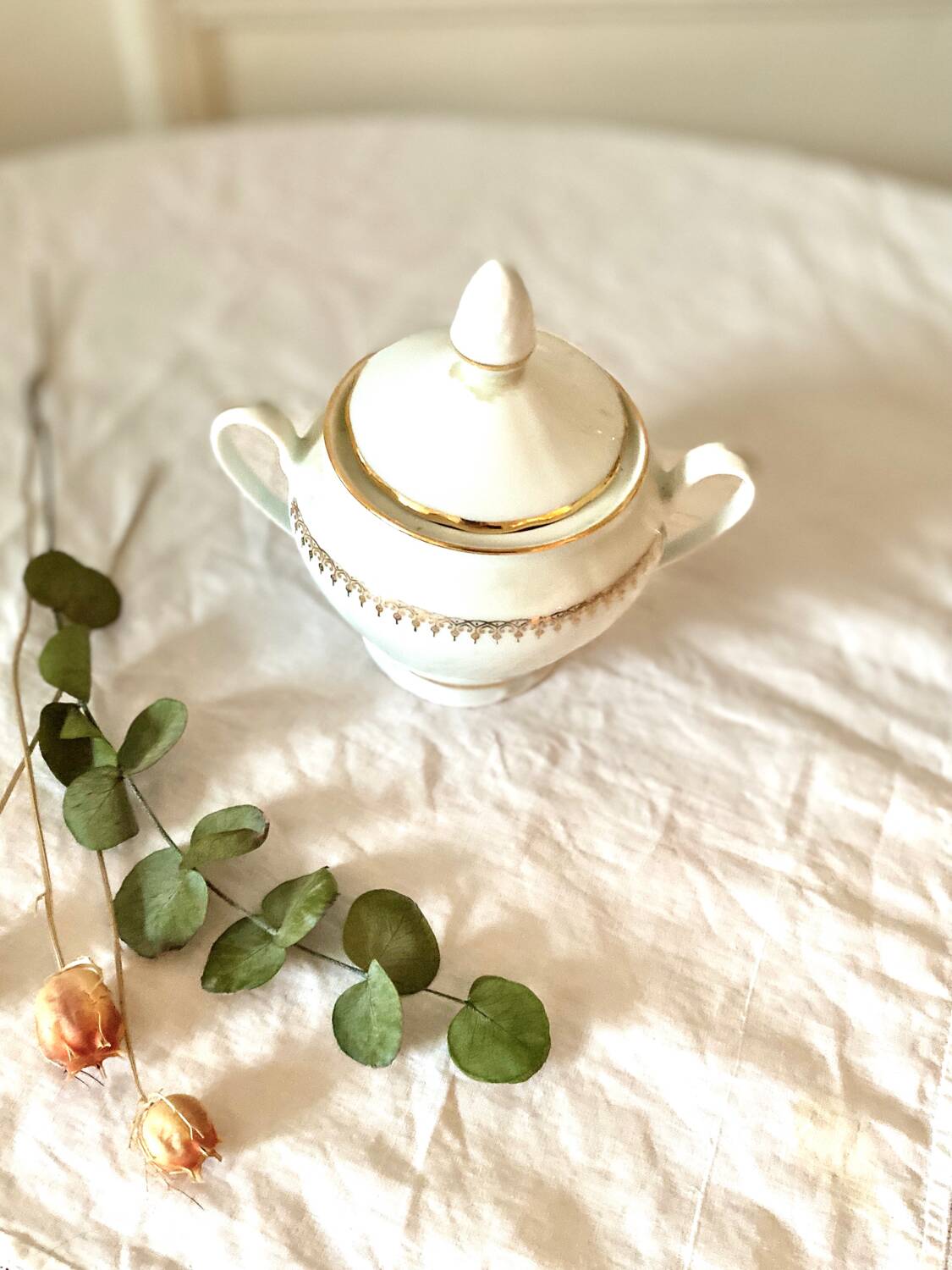 Fine porcelain sugar bowl from sologne france