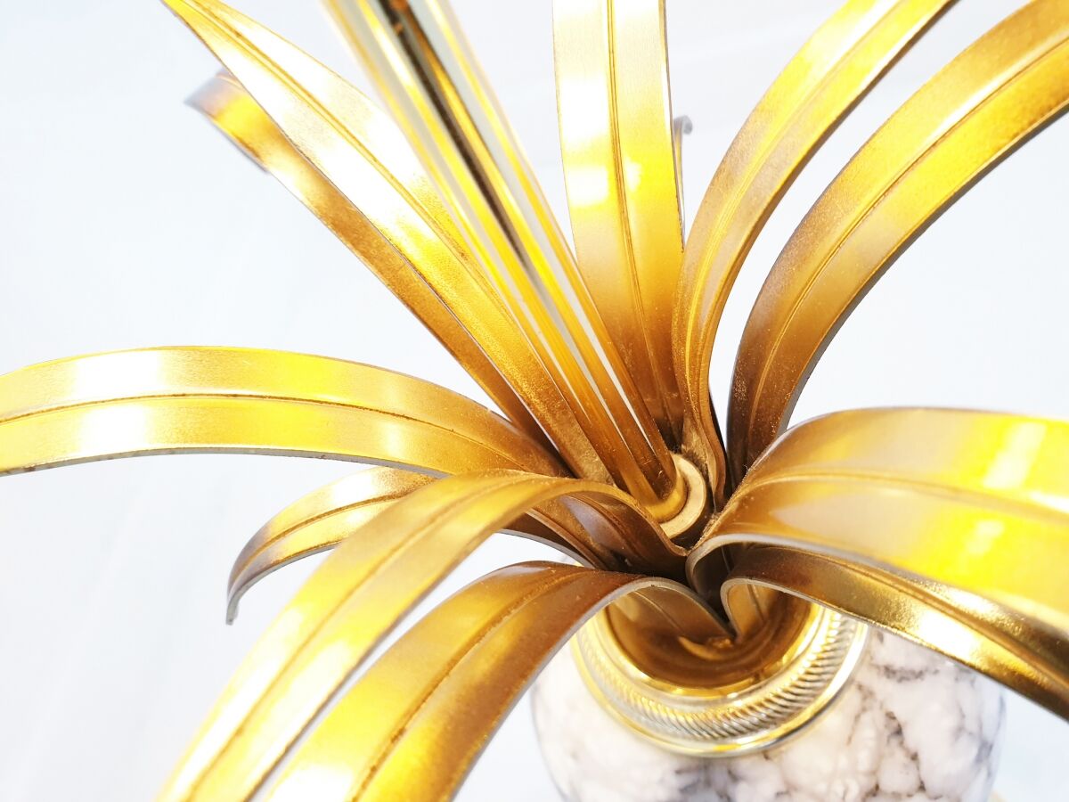 Pair of marble and brass palm lamps by Baker SA