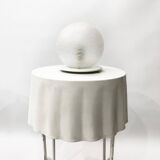 Pair of white murano sphere table lamps 1970s glass lights italian vintage