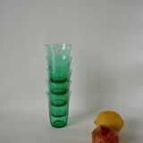 lot de 5 verres à eau en verre vert made in France années 70