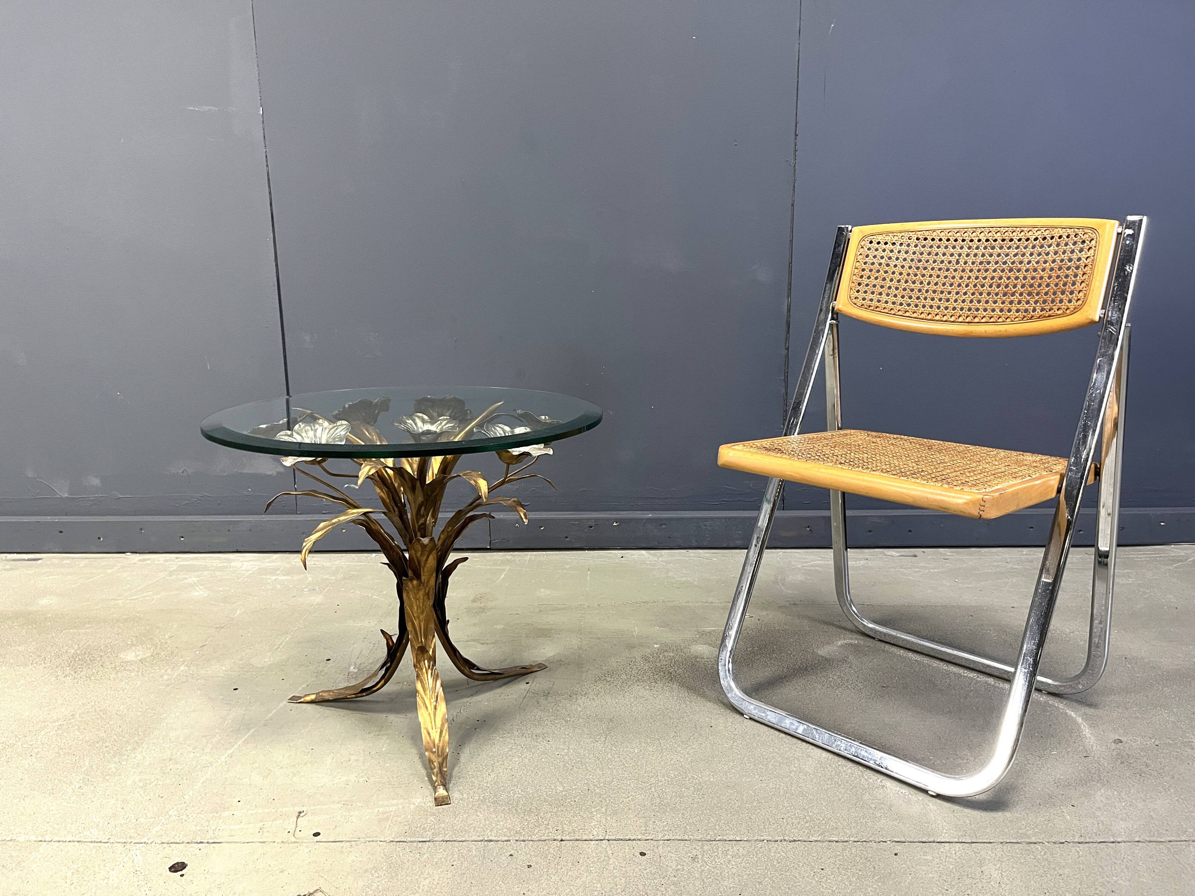 Vintage gilt metal flower side table, 1960s