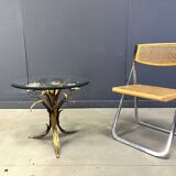 Vintage gilt metal flower side table, 1960s