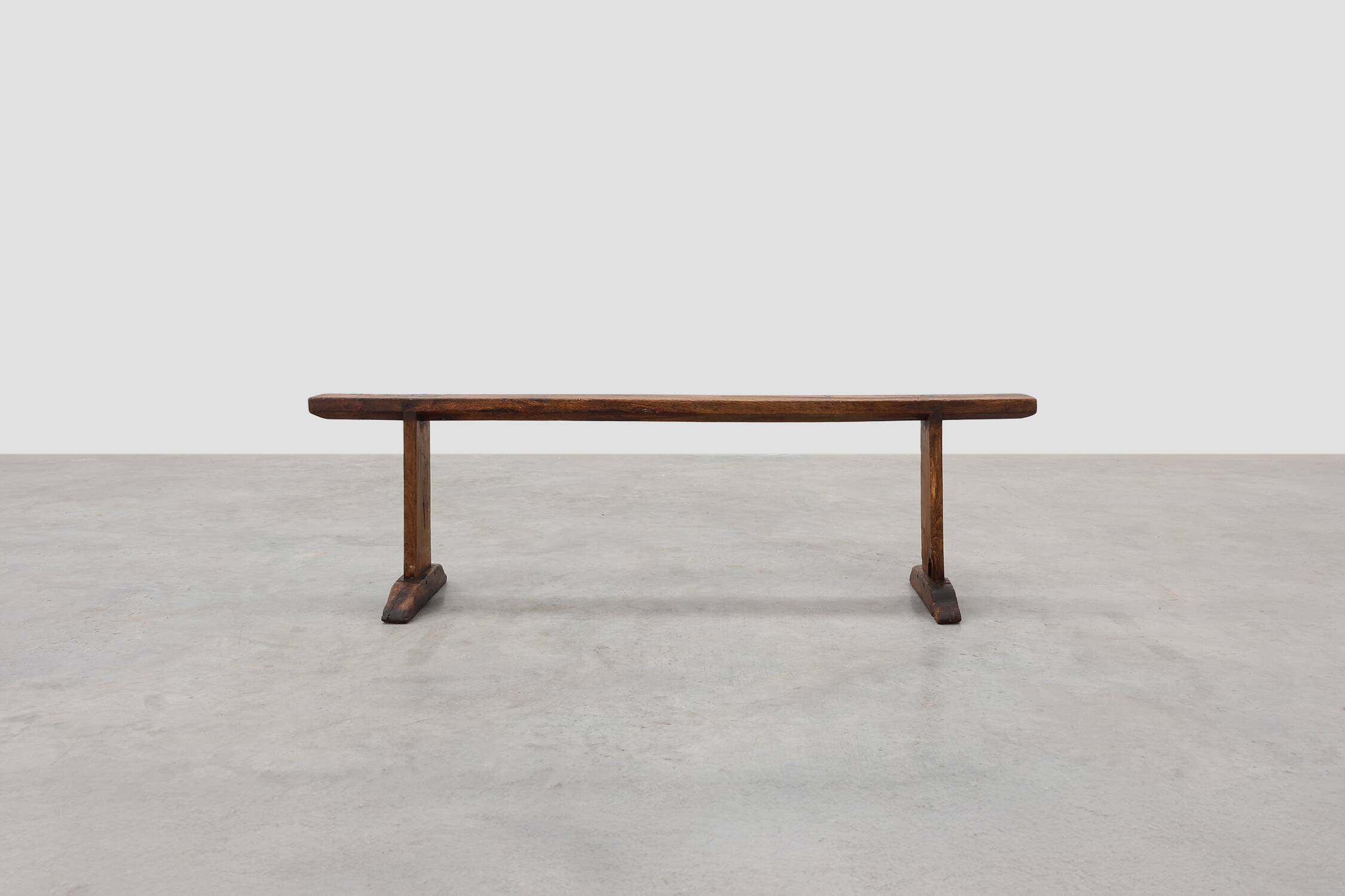 Rustic farmhouse bench in oak, France ca. 1820