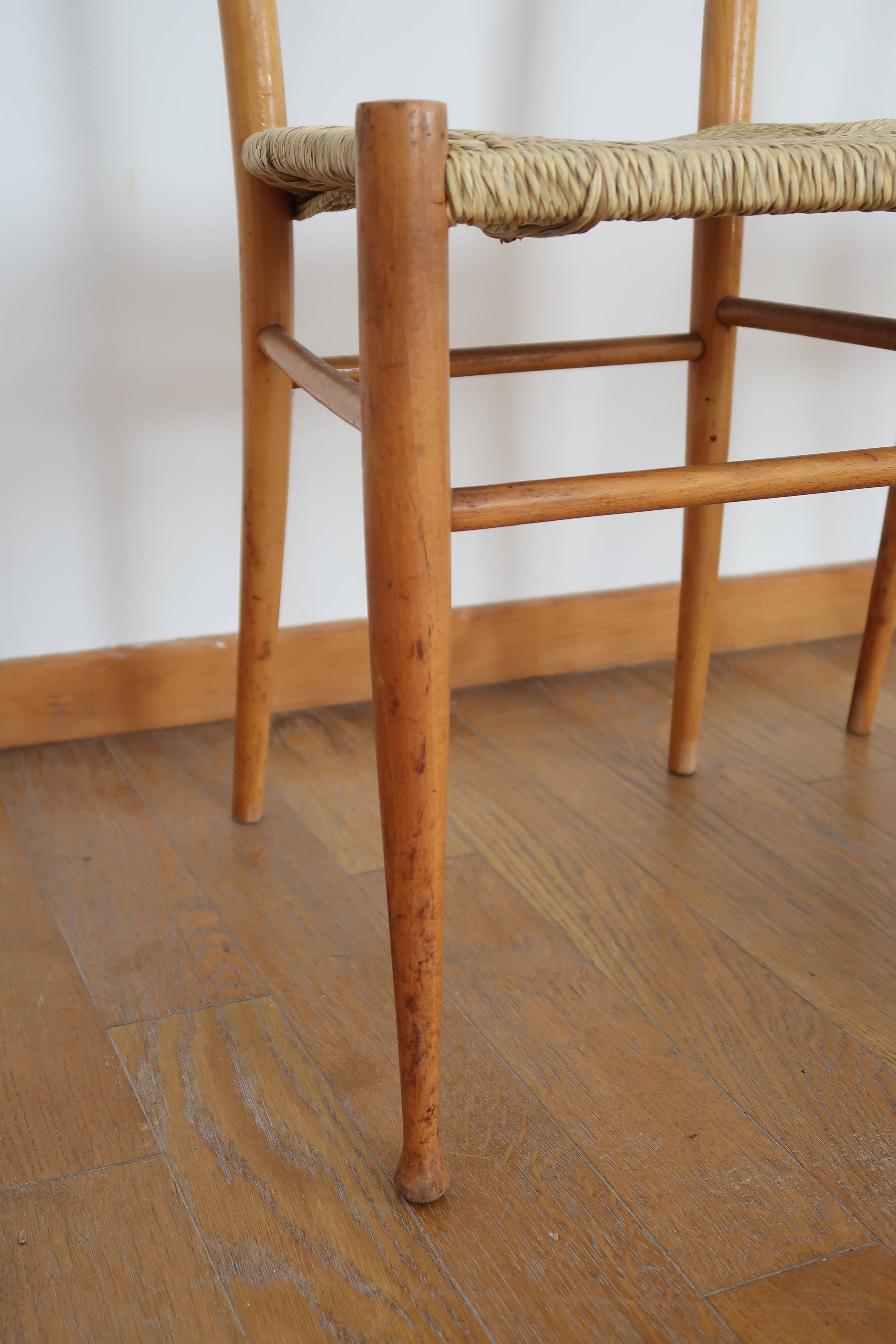 Pair of Scandinavian straw chairs