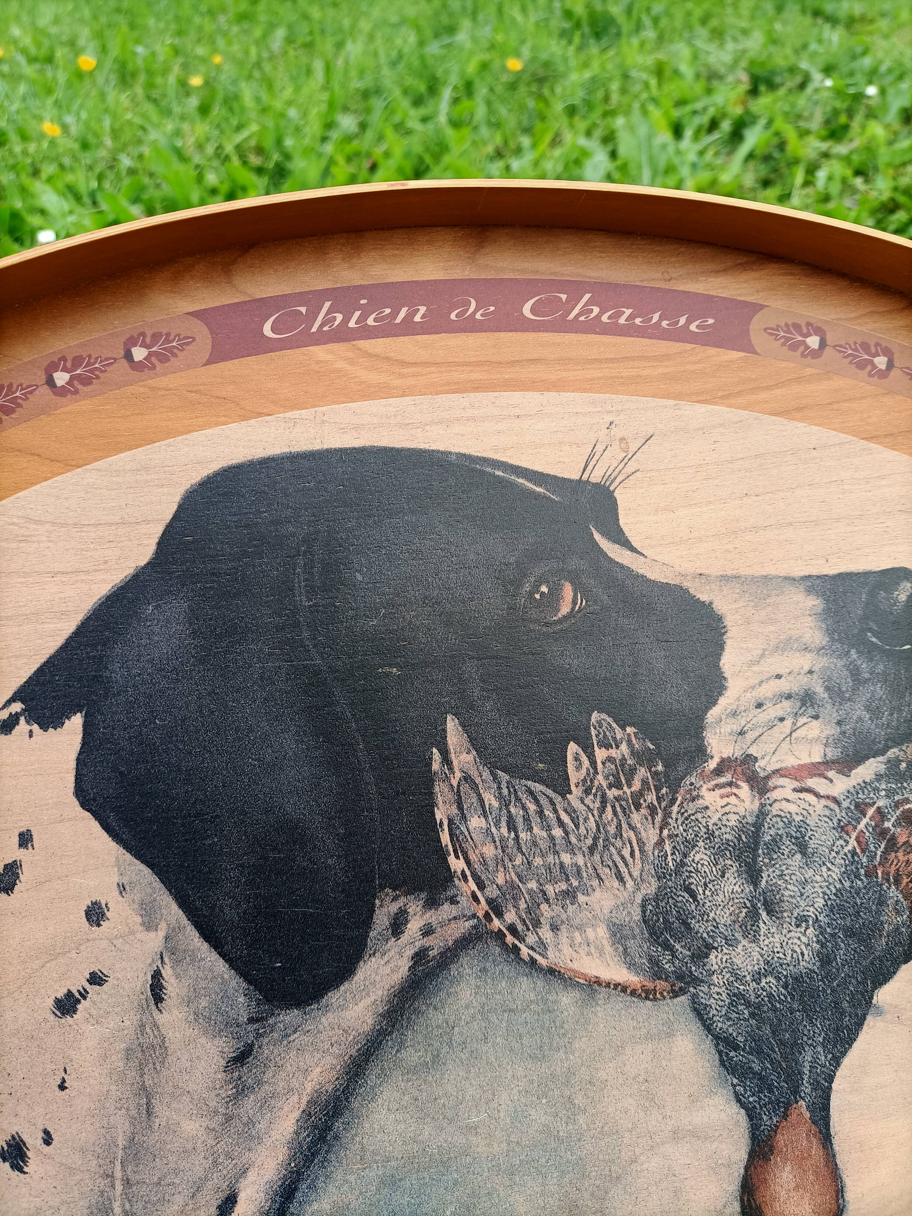 Plateau rétro Chien de Chasse Lithographie de Riab 💐