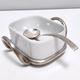 Postmodern Lino Sabattini Silver-Plated and Ceramic Cheese Bowl with Spoon