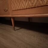 Wooden and rattan wardrobe