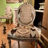 Chairs in Lacquer and Ikat Damask Upholstery, Set of 2