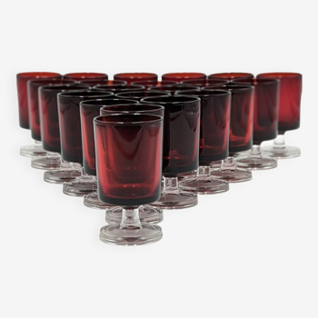 22 vintage red glass shot glasses