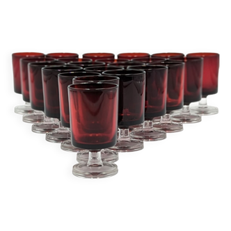 22 vintage red glass shot glasses