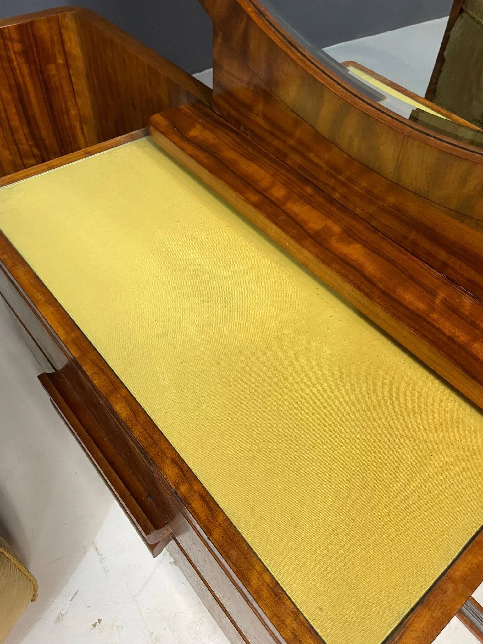Art Deco vanity with stool, walnut, Czechoslovakia, 1930s