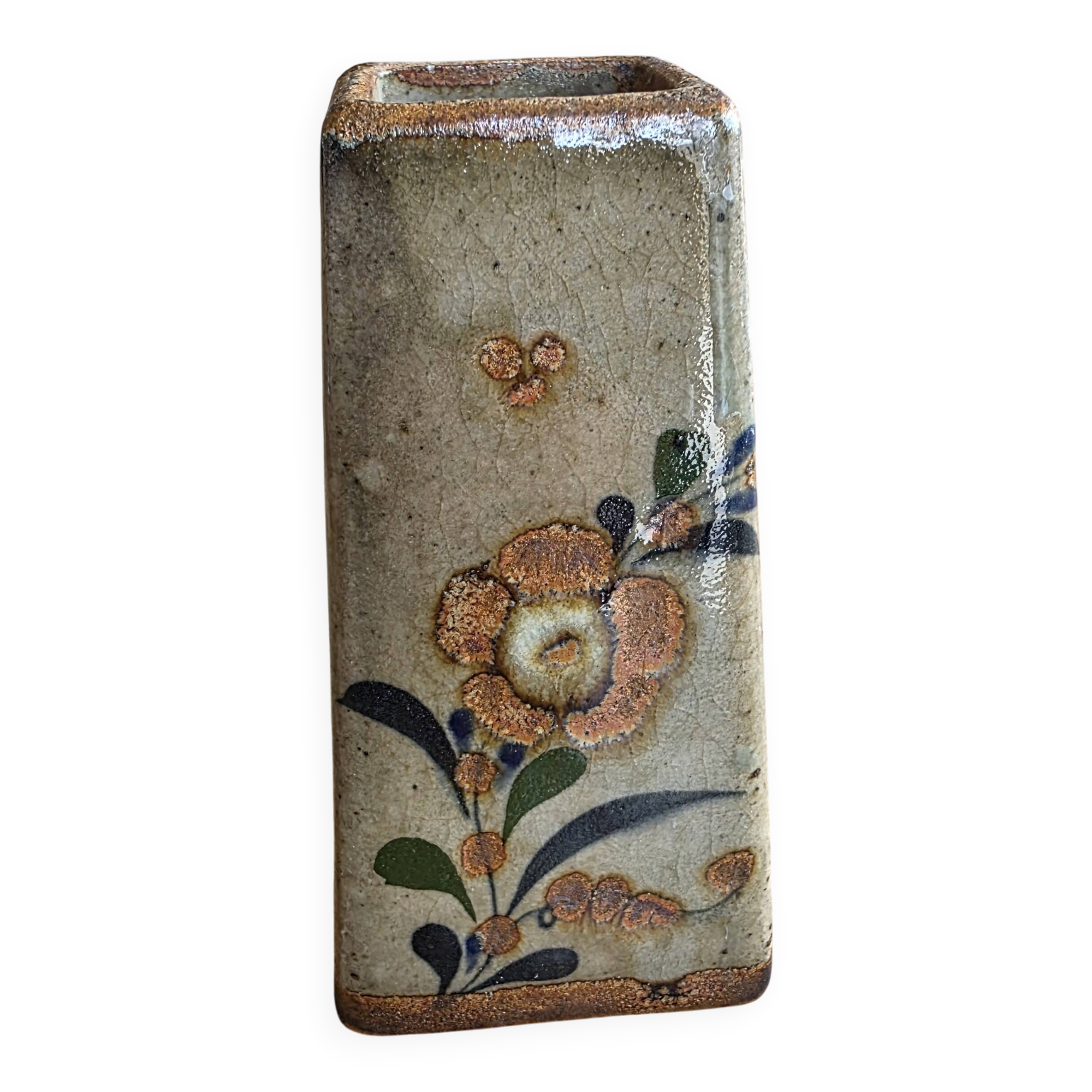 Vase Pyramidal Grès Signé Jorge Wilmot - Tonalá Mexique - Vintage