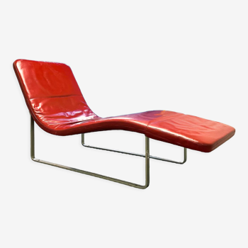 Chaise longue en cuir rouge par Jeffrey Bernett B&B Italia
