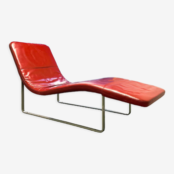 B&B Italia red leather lounge chair by Jeffrey Bernett