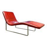 B&B Italia red leather lounge chair by Jeffrey Bernett
