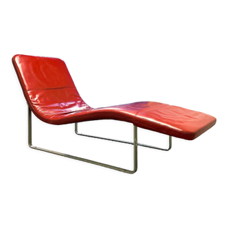 B&B Italia red leather lounge chair by Jeffrey Bernett