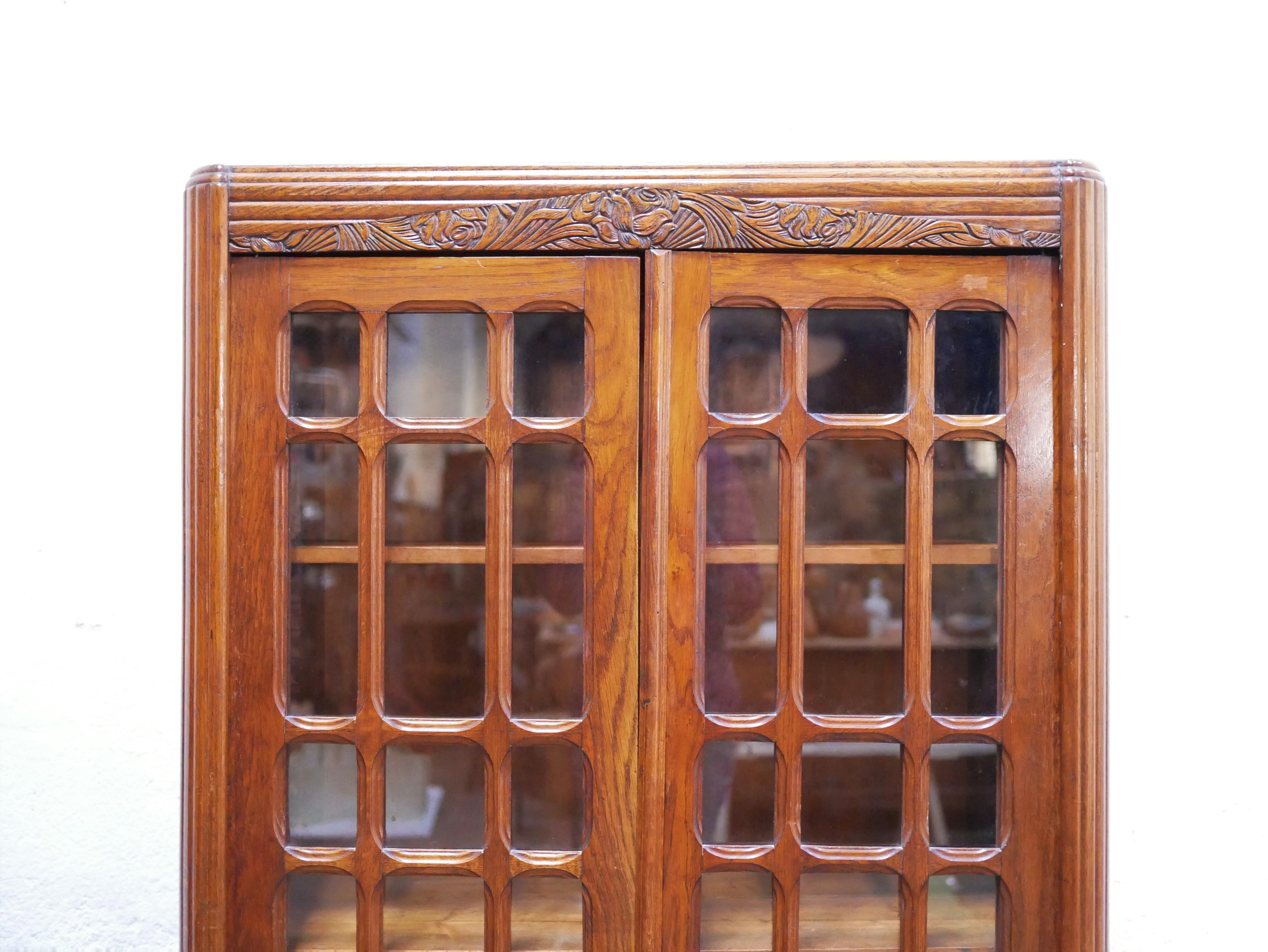 Vintage wooden showcase cabinet
