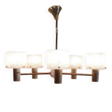 Brass and perspex chandelier with 5 lights - 1960s/70s