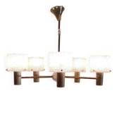 Brass and perspex chandelier with 5 lights - 1960s/70s