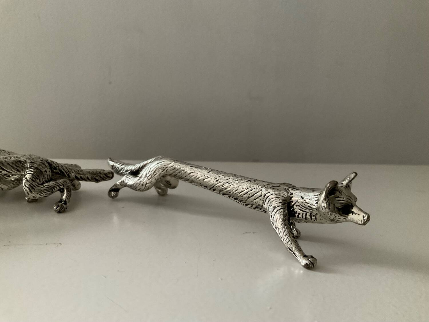 Set of 6 silver-plated fox knife rests