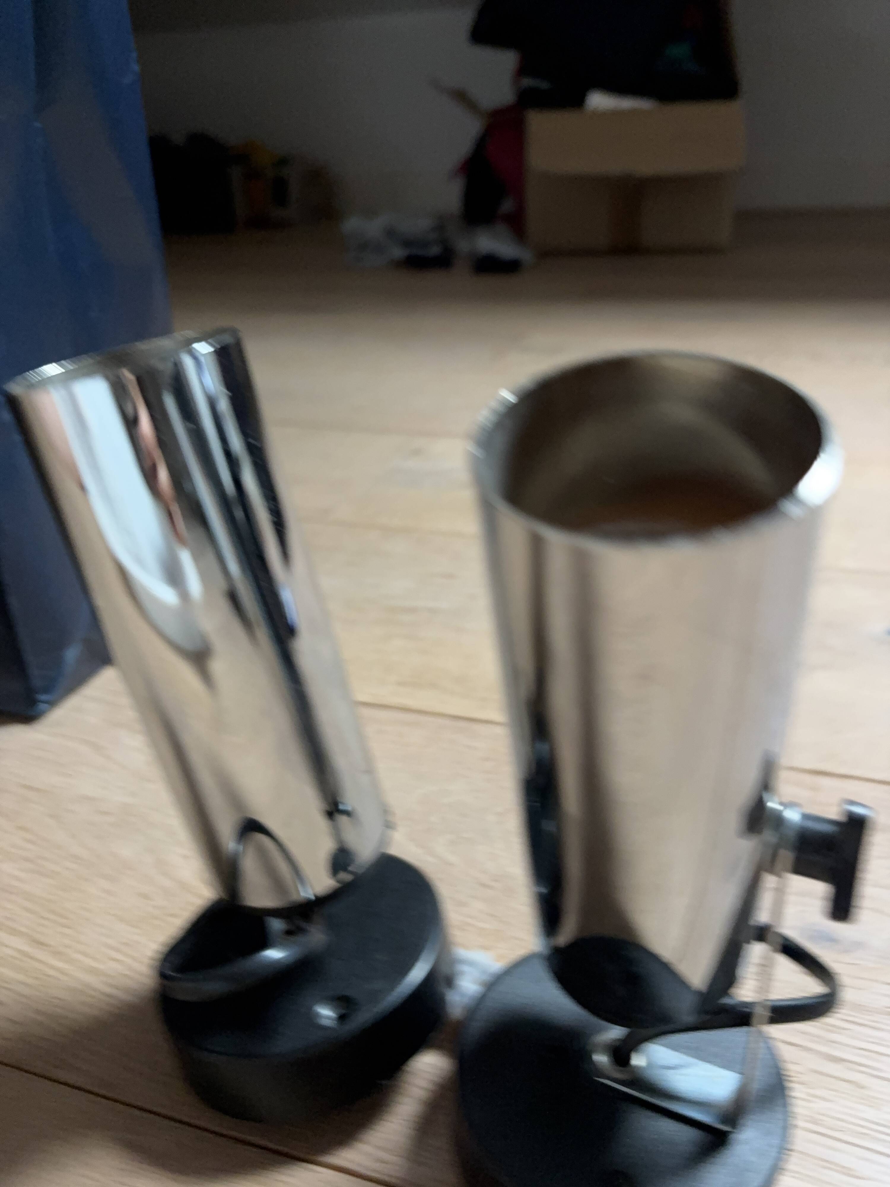 pair of 1970 vintage tube stainless steel or chrome or aluminium