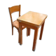 Table with extensions in wood and aluminum, ROC + 1 chair from the 50s